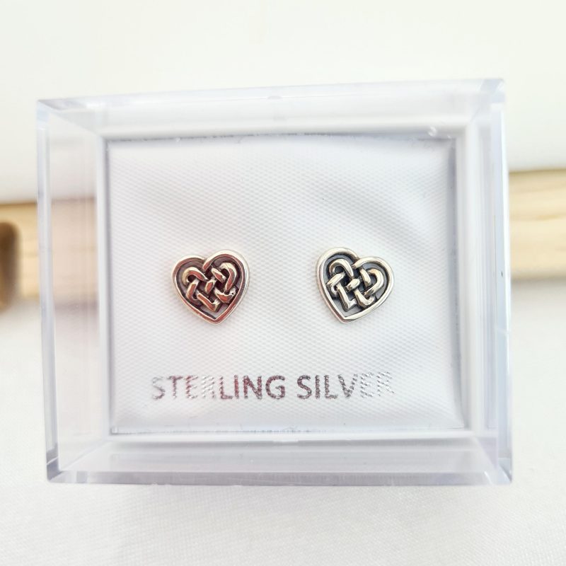 Silver Celtic Knot Heart Earrings - Image 6