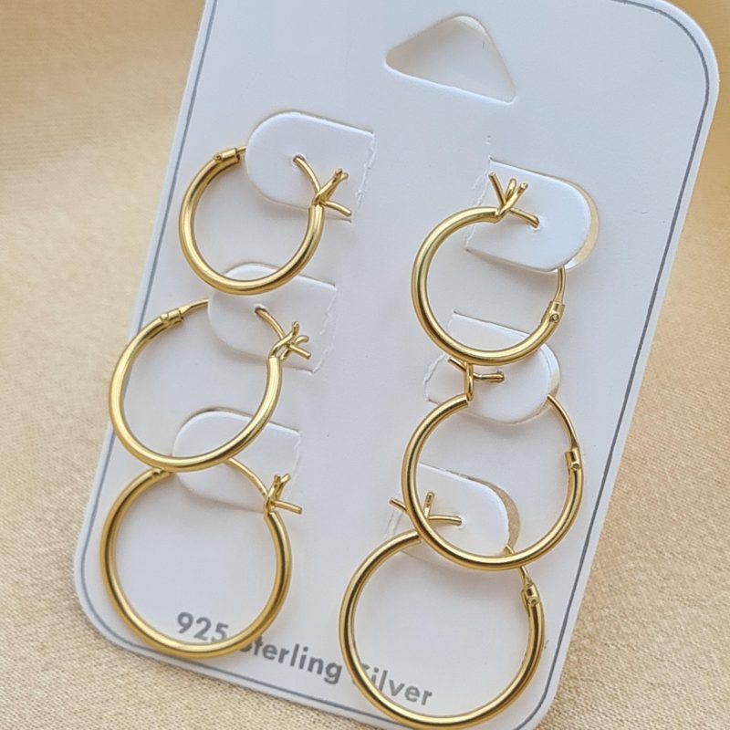 Yellow Gold Set of 3 Hoops - Image 4