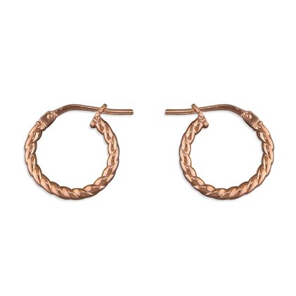 Rose gold on Sterling Silver 14mm Twisted Hoop Earrings