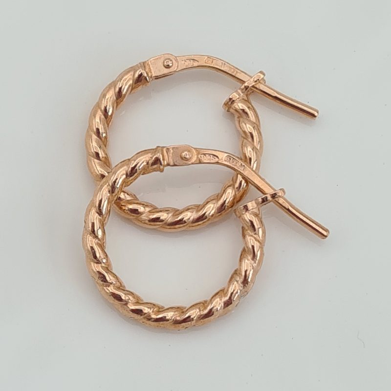 Rose gold on Sterling Silver 14mm Twisted Hoop Earrings - Image 2