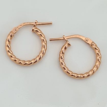 Rose gold on Sterling Silver 14mm Twisted Hoop Earrings