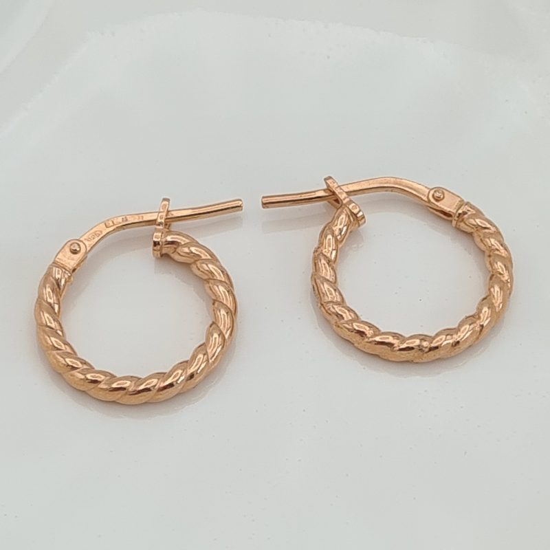 Rose gold on Sterling Silver 14mm Twisted Hoop Earrings - Image 4