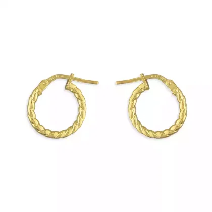 Yellow gold on Sterling Silver 14mm Twisted Hoop Earrings