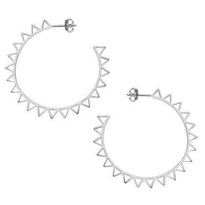 Silver 45mm Sun Stud Hoop Earrings