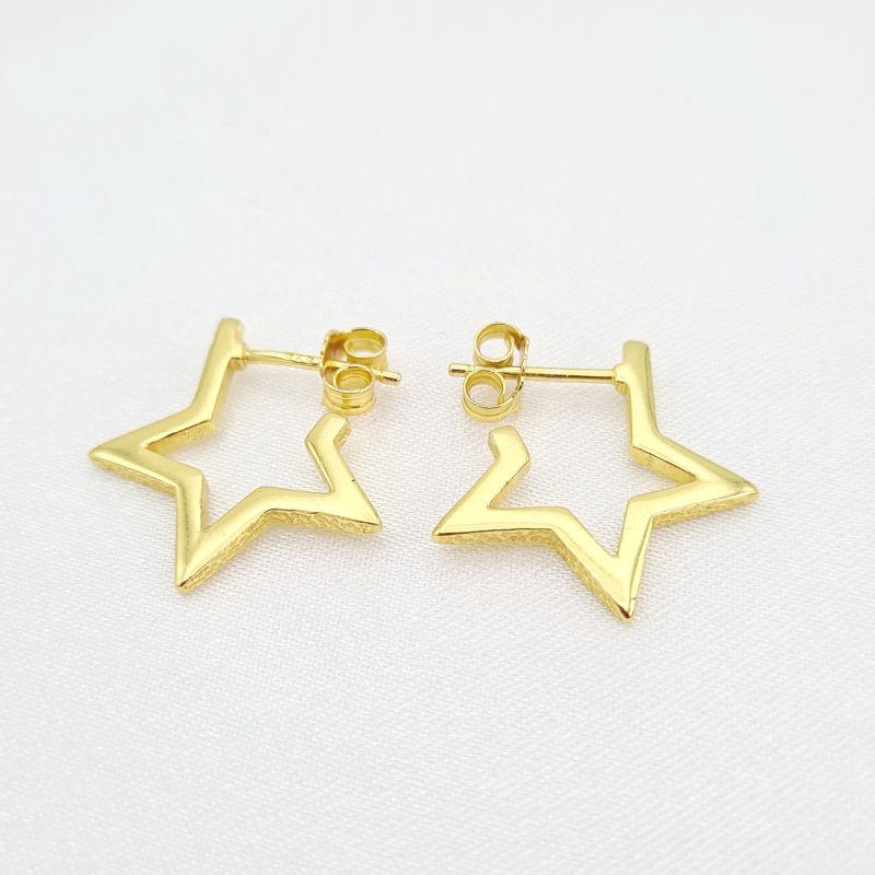 Gold 20mm Star Stud Hoops - Image 2