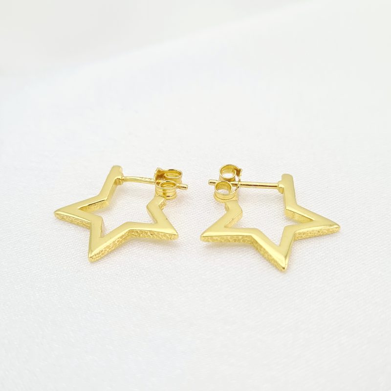 Gold 20mm Star Stud Hoops - Image 3