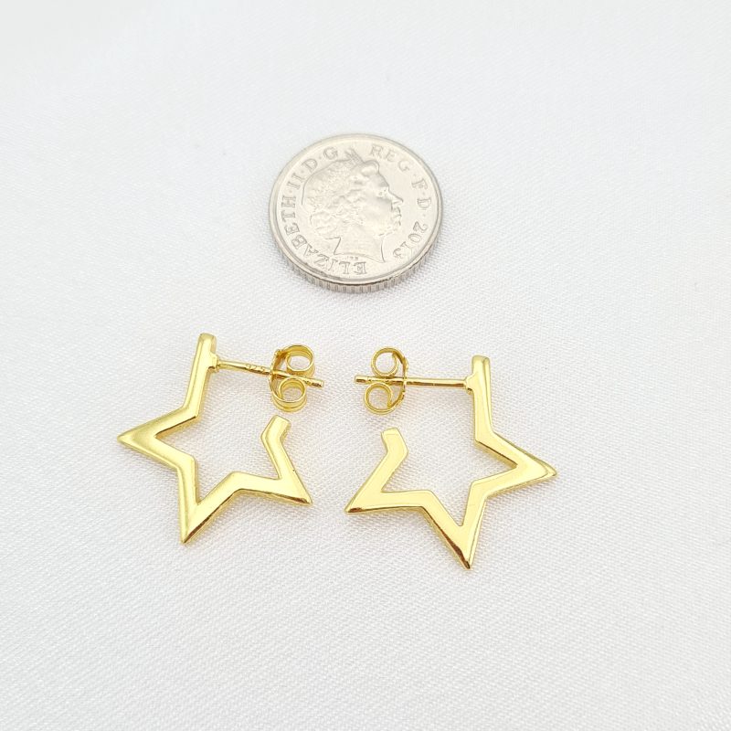 Gold 20mm Star Stud Hoops - Image 4