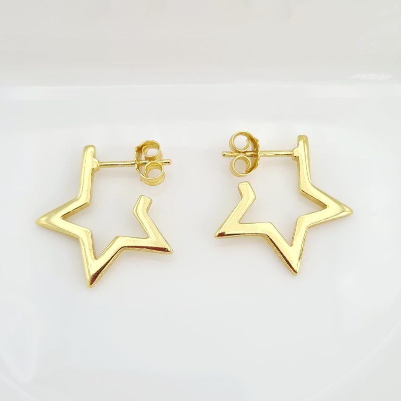 Gold 20mm Star Stud Hoops - Image 5