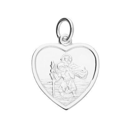 Silver Heart St Christopher & Chain