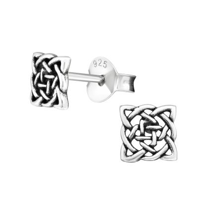 Silver Celtic Knot Square Earrings