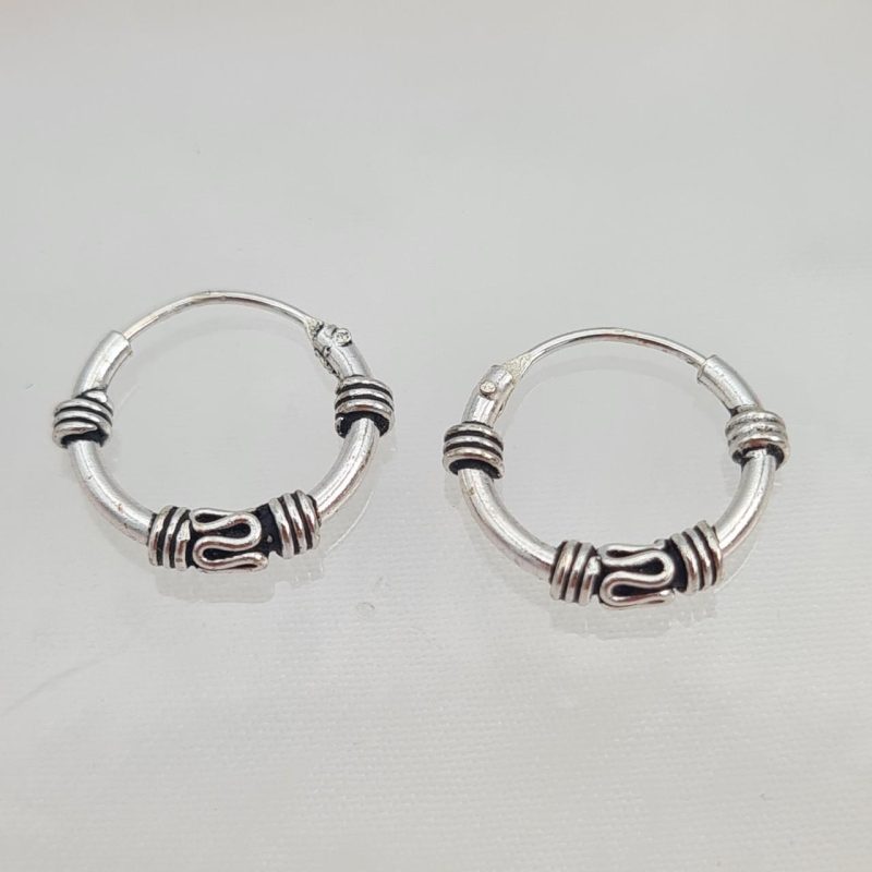 Silver Bali Ethnic Hoops - Image 3