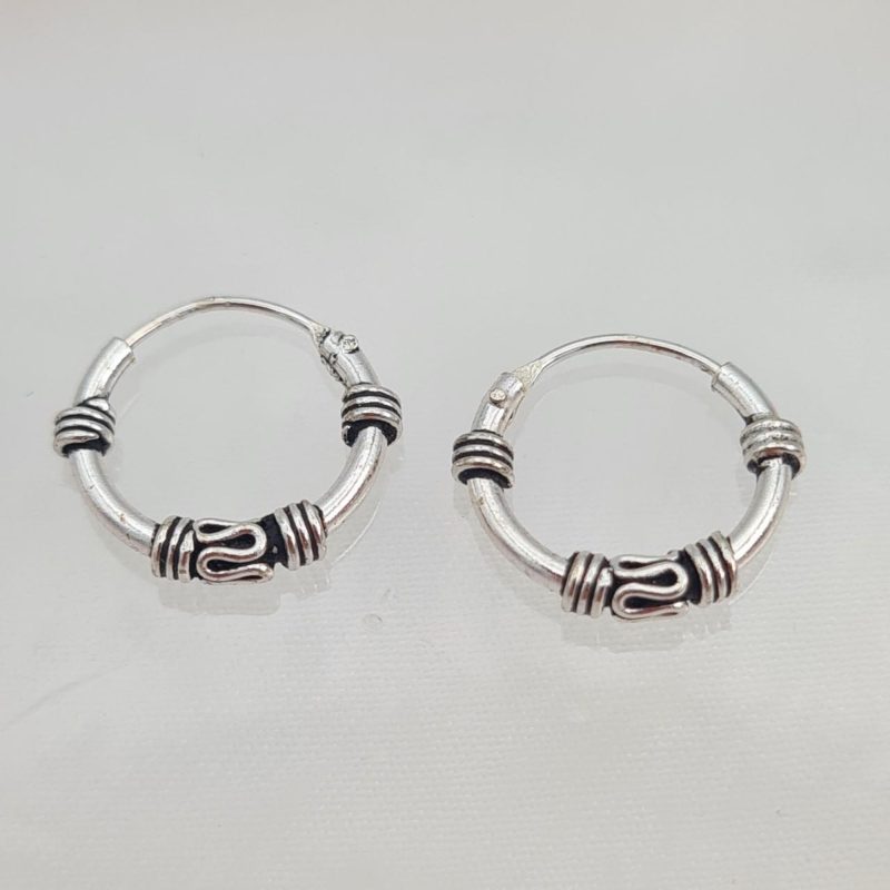 Silver Bali Ethnic Hoops - Image 2