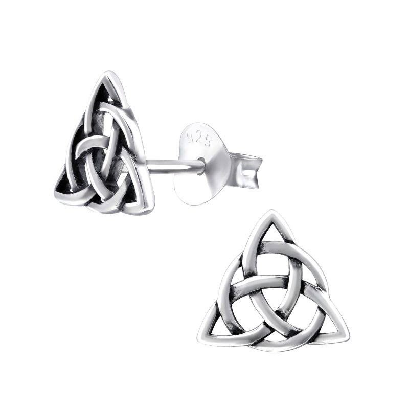 Silver Celtic Knot Triangle Earrings