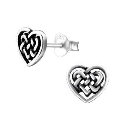 Silver Celtic Knot Heart Earrings