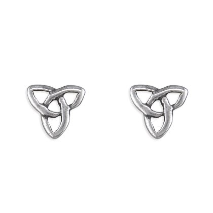 Unisex Silver Triangle Celtic Stud Earrings