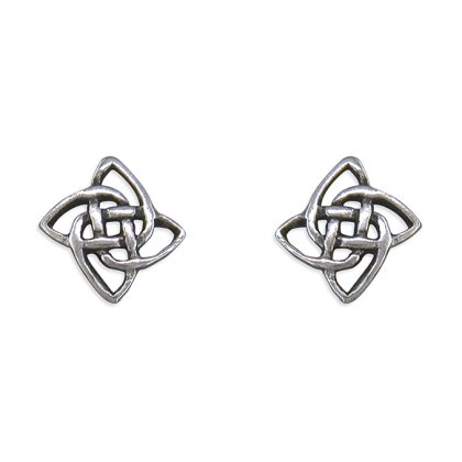 Unisex Silver Square Celtic Stud Earrings