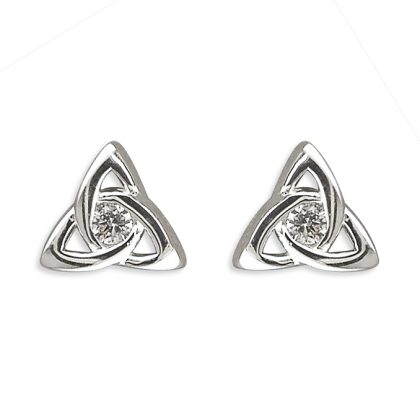 Unisex Silver Celtic Cubic Zirconia Stud Earrings