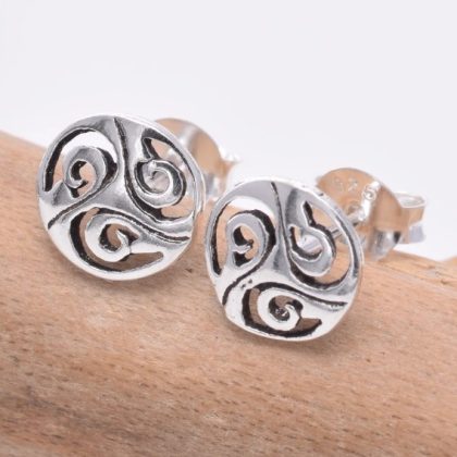 Silver Celtic Shield Stud Earrings