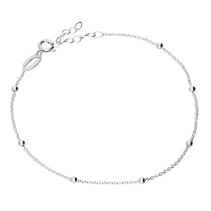 Sterling Silver Trace Bead Satellite Bracelet 19cm for women