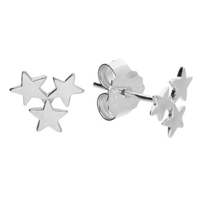 925 Sterling Silver Triple Star Stud Earrings