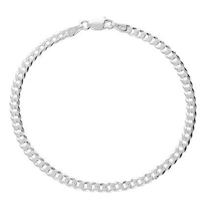 Unisex Sterling Silver Flat Curb Bracelet 19cm