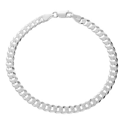 Men's Sterling Silver Flat Curb Bracelet 21.5cm