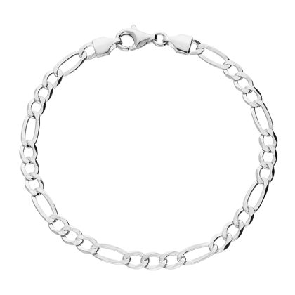 Unisex Sterling Silver Round Oval Link Bracelet 19cm