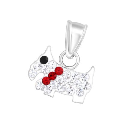 Children's 925 Silver Cubic Zirconia Dog Necklace