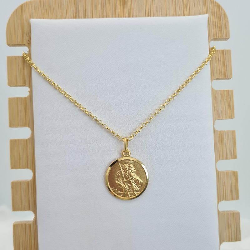 18ct Gold on 925 Sterling Silver St Christopher Pendant & Belcher Chain - Image 5