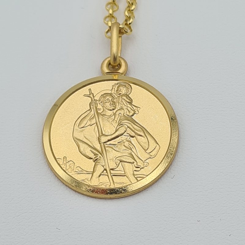 18ct Gold on 925 Sterling Silver St Christopher Pendant & Belcher Chain - Image 4