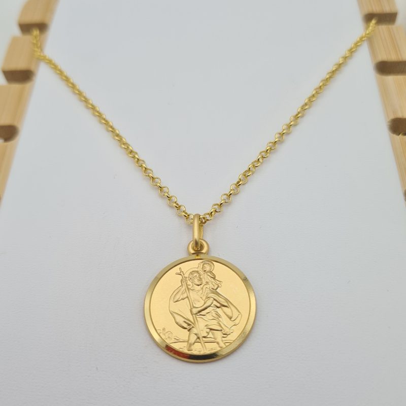 18ct Gold on 925 Sterling Silver St Christopher Pendant & Belcher Chain - Image 6