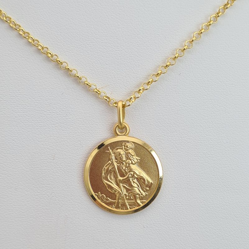 18ct Gold on 925 Sterling Silver St Christopher Pendant & Belcher Chain - Image 7