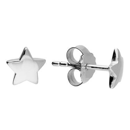 925 Sterling Silver Domed Star Stud Earrings