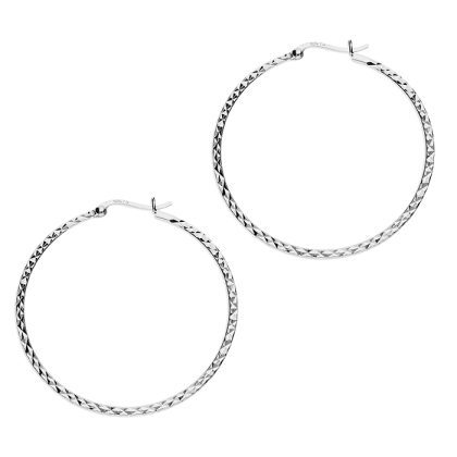 925 Silver Diamond Cut Hoop Earrings (50mm)