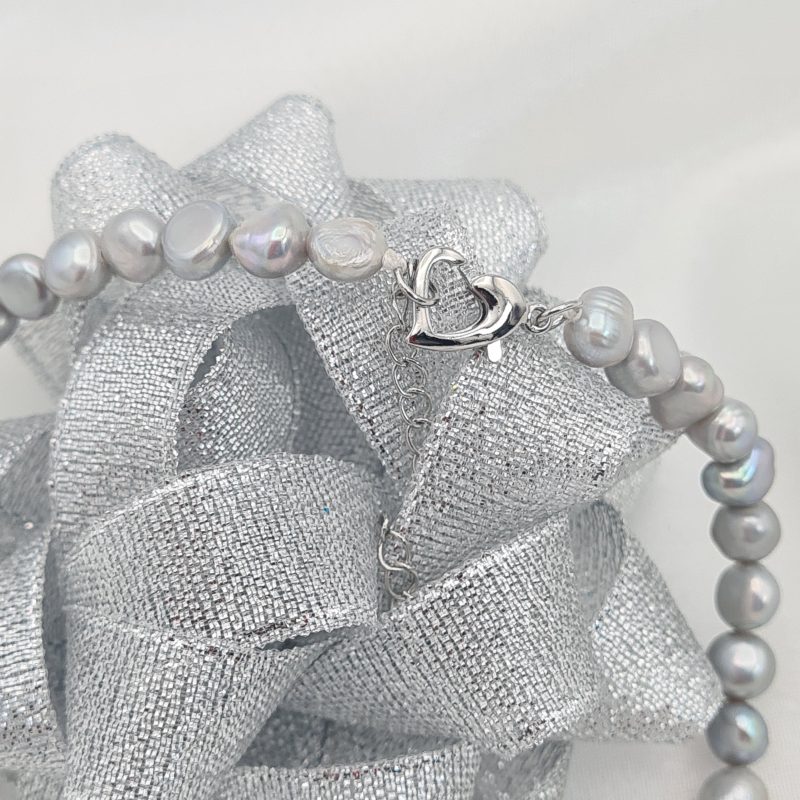 Freshwater Silver Grey Pearl Necklace 18 Inches - Image 4