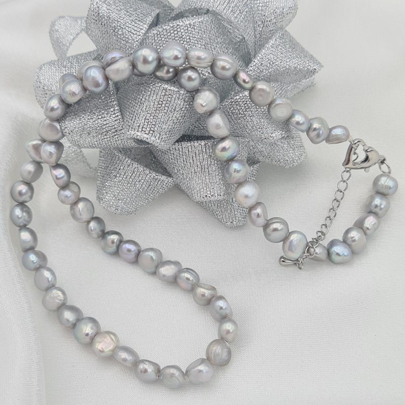 Freshwater Silver Grey Pearl Necklace 18 Inches - Image 3