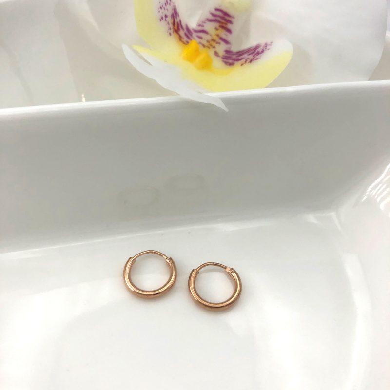 18ct Rose Gold on 925 Silver 10mm Huggie Hoop Earrings - Image 2