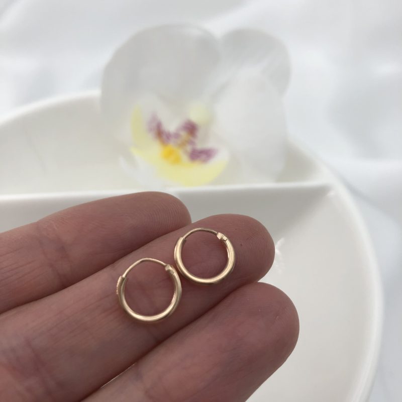 18ct Rose Gold on 925 Silver 10mm Huggie Hoop Earrings - Image 4