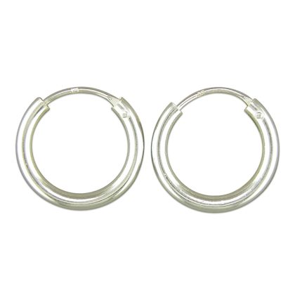 925 Sterling Silver 15mm Top Hinged Hoop Earrings