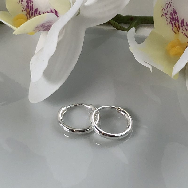 925 Sterling Silver 15mm Top Hinged Hoop Earrings - Image 2