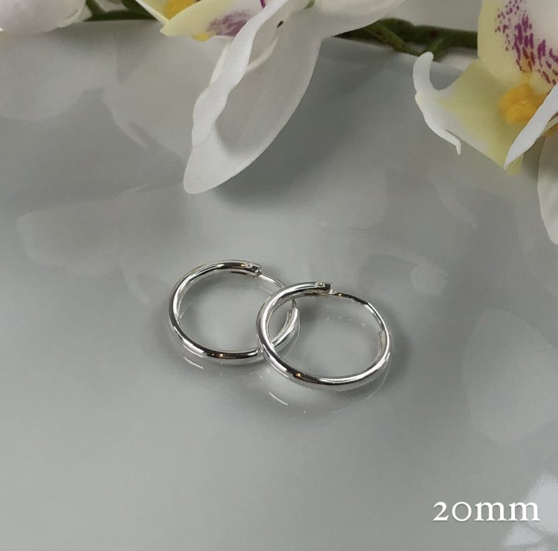 925 Sterling Silver 20mm Top Hinged Hoop Earrings - Image 4