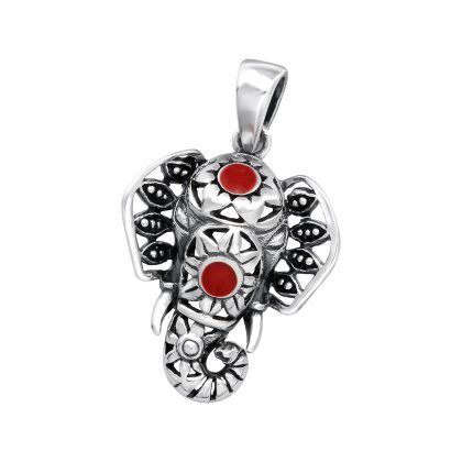 925 Sterling Silver Ethnic Elephant Head Necklace