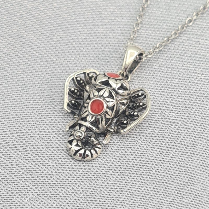 925 Sterling Silver Ethnic Elephant Head Necklace - Image 6