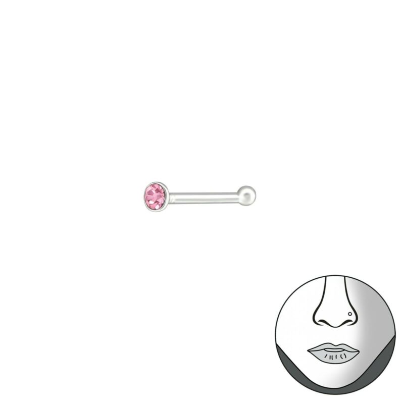 925 Sterling Silver Ball and Crystal Nose Studs (1.5mm) - Value Packs of 6 or 12 - Image 10