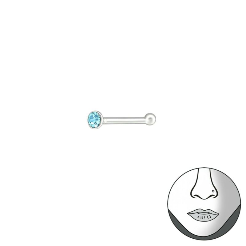 925 Sterling Silver Ball and Crystal Nose Studs (1.5mm) - Value Packs of 6 or 12 - Image 3