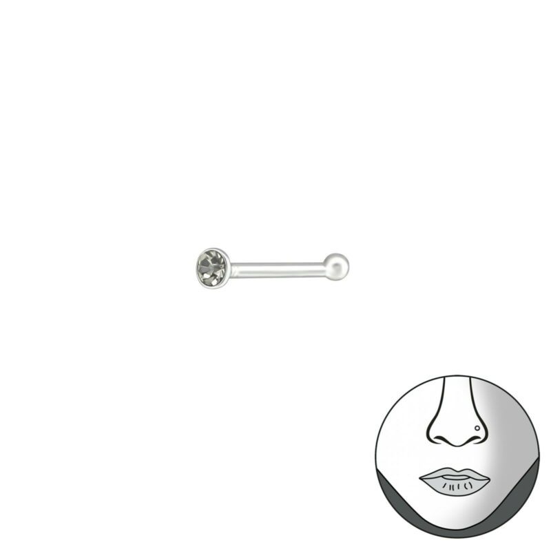 925 Sterling Silver Ball and Crystal Nose Studs (1.5mm) - Value Packs of 6 or 12 - Image 4