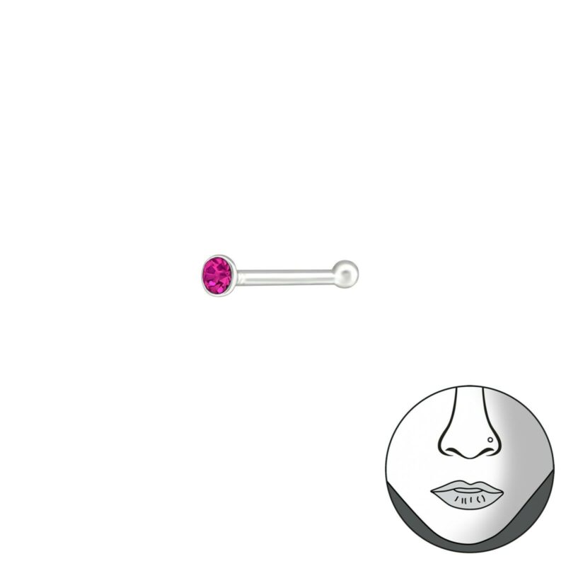 925 Sterling Silver Ball and Crystal Nose Studs (1.5mm) - Value Packs of 6 or 12 - Image 8