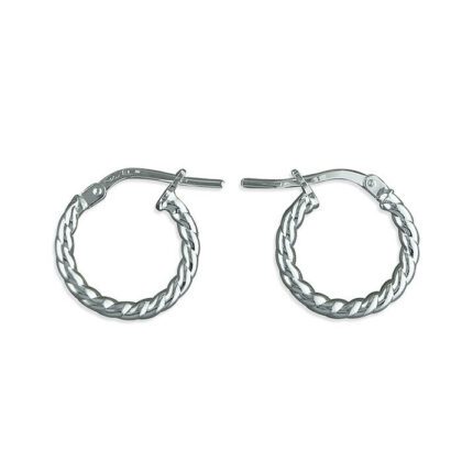 Sterling Silver 14mm Twisted Hoop Earrings